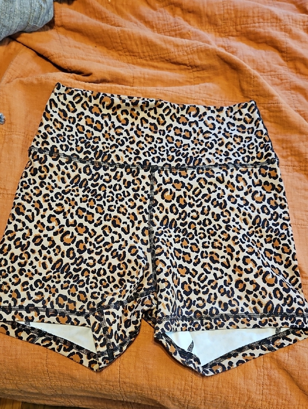 Fleo Leopard Print Athletic Shorts — Tan, Black